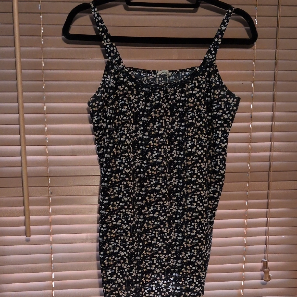 Cotton Bleu Floral Tank/Cami with Spaghetti Straps